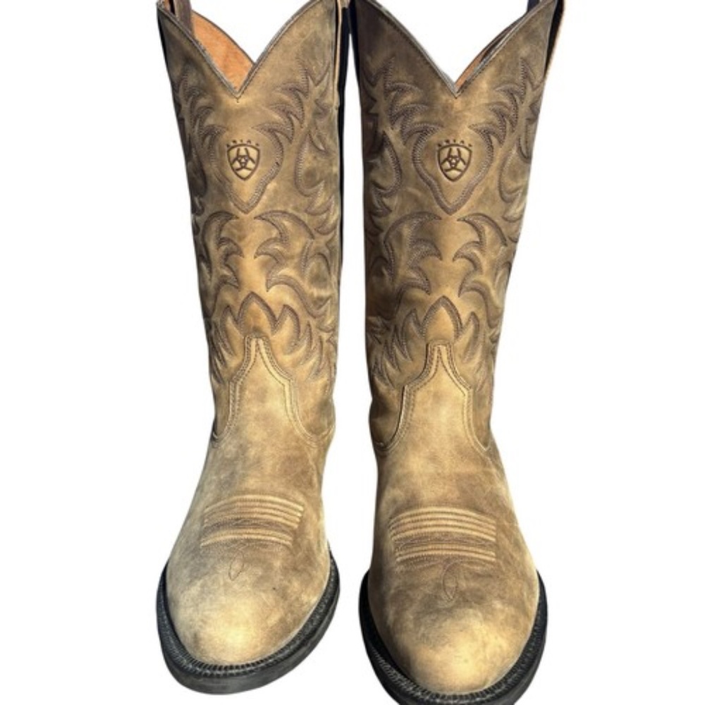 Ariat Heritage Cowboy Boots Men's 9D Tan Brown  Factory Distress Design Style 9